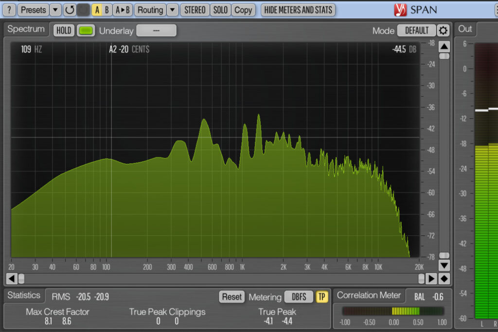 Voxengo SPAN frequency analyzer